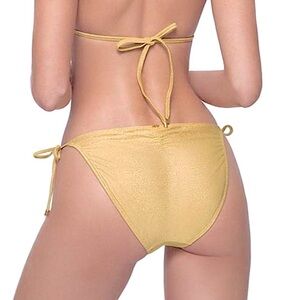 Anthropologie PQ Swim HAVEN TIE Side BOTTOMS Full Gold Shimmer Sparkle Glitter